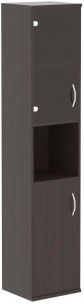 Шкаф колонка с малой глухой и стеклянной дверьми СУ-1.4(L) Венге Магия 406х365х1975